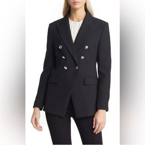 New BOSS Hugo Boss Jelary Double Breasted Blazer Jacket Business Black Sz 12